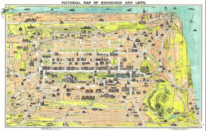 Framed Print : Reid Pictorial Map of Edinburgh and Leith - 1935 Framed Print : Reid Pictorial Map of Edinburgh and Leith - 1935