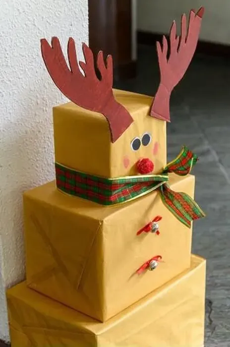Framed Print : reindeer made from stacked boxes Framed Print : reindeer made from stacked boxes