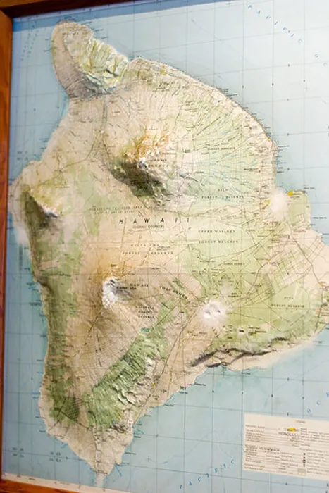 Framed Print : Relief map of the Big Island, Volcano House Hotel, Hawai'i Volcanoes National Park Framed Print : Relief map of the Big Island, Volcano House Hotel, Hawai'i Volcanoes National Park