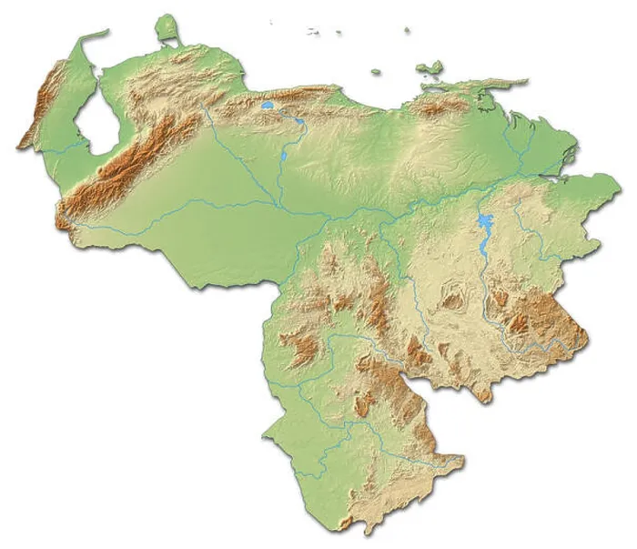 Framed Print : Relief map of Venezuela with shaded relief Framed Print : Relief map of Venezuela with shaded relief