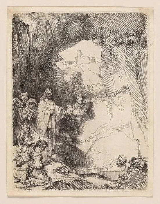 Framed Print : Rembrandt van Rijn. The Raising of Lazarus Small Plate. 1642. Holland. Etching in black on ivory laid paper Framed Print : Rembrandt van Rijn. The Raising of Lazarus Small Plate. 1642. Holland. Etching in black on ivory laid paper
