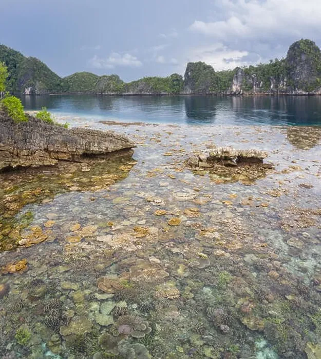 Framed Print : Remote limestone islands in Raja Ampat