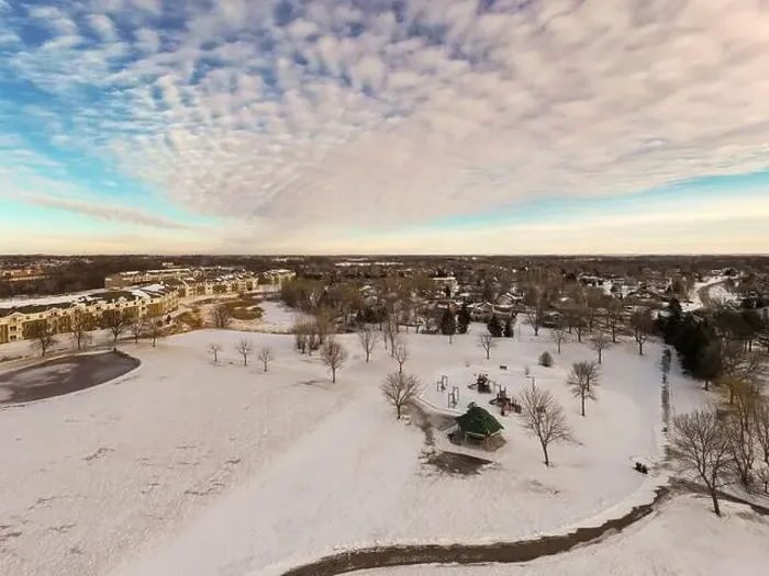 Framed Print : Residental Park Winter - drone Framed Print : Residental Park Winter - drone