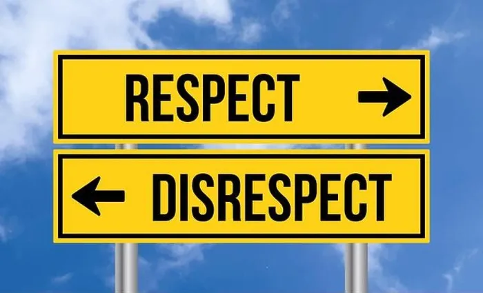 Framed Print : Respect or disrespect road sign on cloudy sky background Framed Print : Respect or disrespect road sign on cloudy sky background