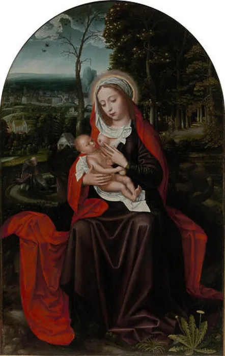 Framed Print : Rest on the Flight into Egypt by Ambrosius Benson is a renowned painting depicting the Holy Family's journey to Egypt Framed Print : Rest on the Flight into Egypt by Ambrosius Benson is a renowned painting depicting the Holy Family's journey to Egypt