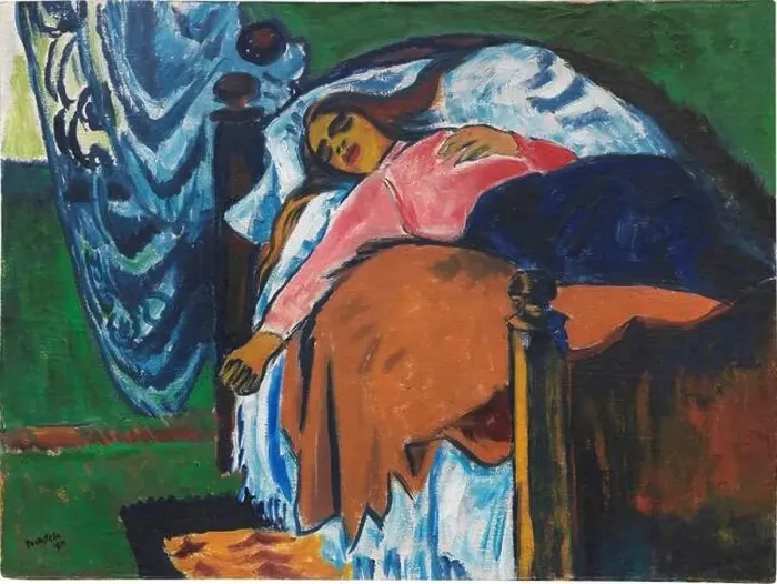 Framed Print : Resting Girl. Museum: PRIVATE COLLECTION. Author: Hermann Max Pechstein Framed Print : Resting Girl. Museum: PRIVATE COLLECTION. Author: Hermann Max Pechstein