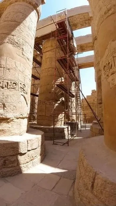 Framed Print : restoration, columns in the Karnak temple complex Framed Print : restoration, columns in the Karnak temple complex