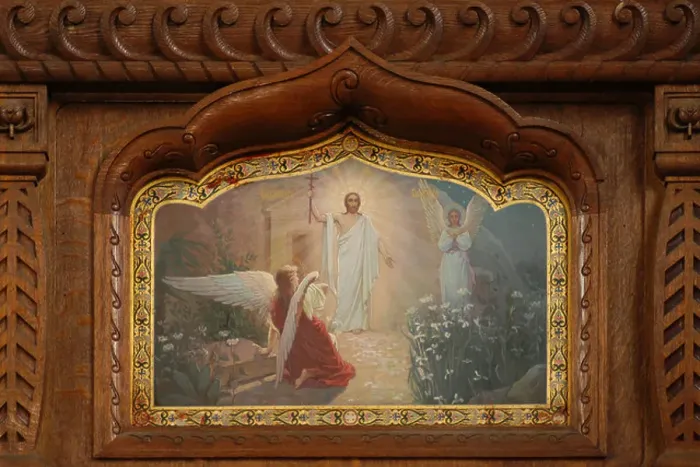 Framed Print : Resurrection of Jesus. An Icon from the iconostasis of the Orthodox Church of Saint Olga in Frantiskovy Lazne