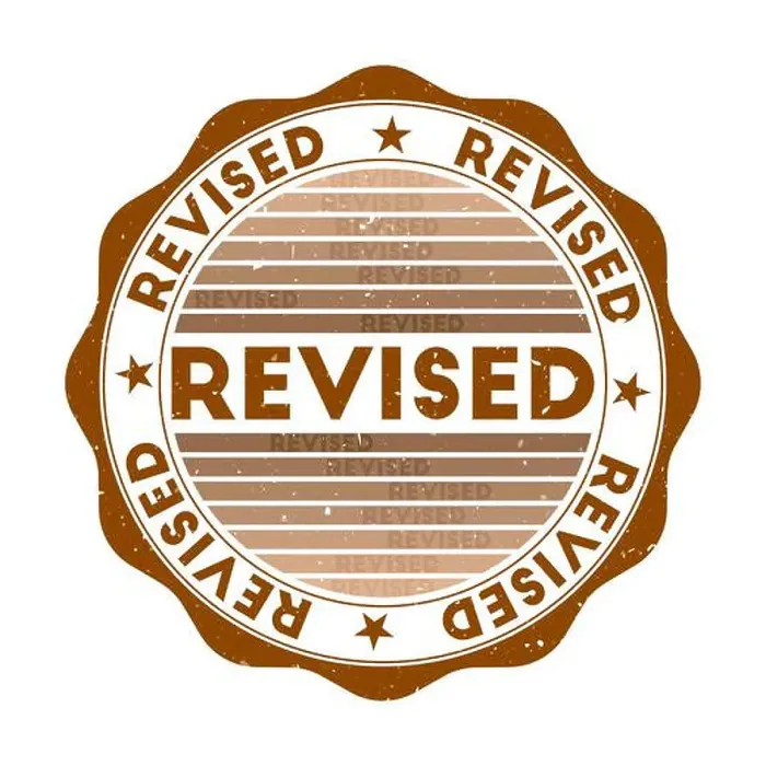 Framed Print : Revised badge. Grunge word round stamp with texture in Espresso Martini color theme Framed Print : Revised badge. Grunge word round stamp with texture in Espresso Martini color theme