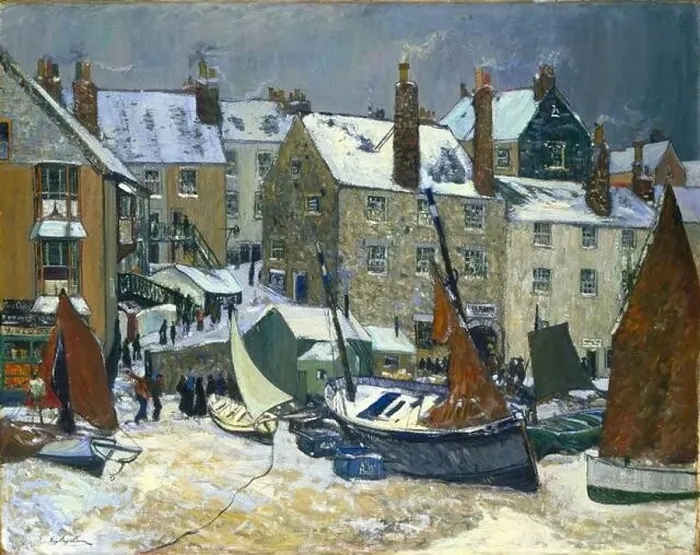 Framed Print : Richard Hayley Lever artwork entitled Winter in St Ives Framed Print : Richard Hayley Lever artwork entitled Winter in St Ives