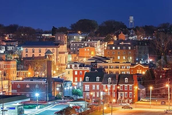 Richmond, Virginia Neighborhoods and cityscape at dusk
