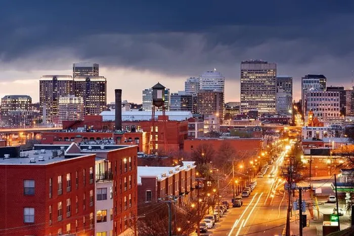 Framed Print : Richmond, Virginia, USA downtown cityscape over Main Street at dusk Framed Print : Richmond, Virginia, USA downtown cityscape over Main Street at dusk