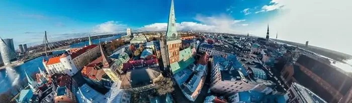 Framed Print : Riga City Church in Old Town, Historical Monument, drone 360 vr Panorama