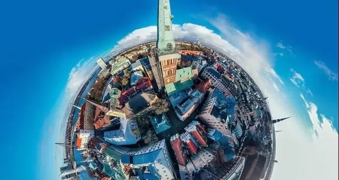 Framed Print : Riga City Church in Old Town, Historical Monument, drone 360 vr Sphere Framed Print : Riga City Church in Old Town, Historical Monument, drone 360 vr Sphere