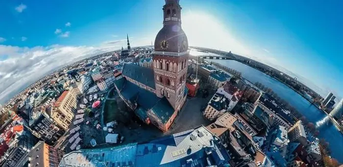 Framed Print : Riga City Dome church in Old Town, Historical Monument, drone 360 vr Panorama Framed Print : Riga City Dome church in Old Town, Historical Monument, drone 360 vr Panorama