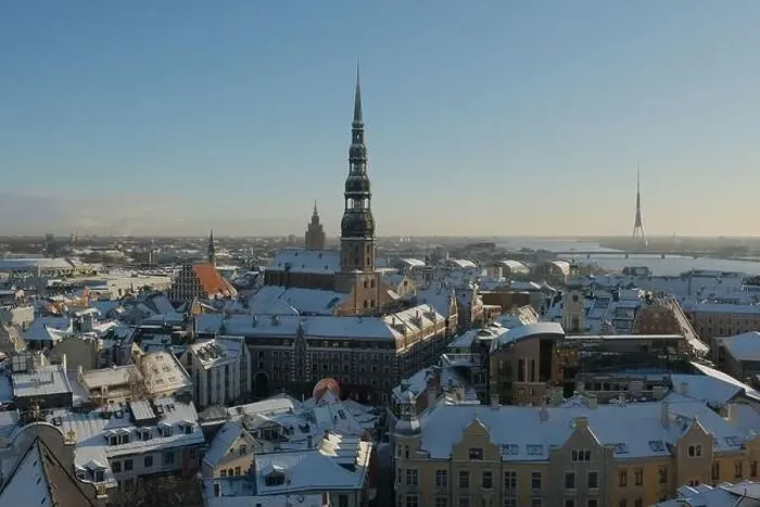 Framed Print : Riga City St.Peter Church, Down town Cathedral winter day Framed Print : Riga City St.Peter Church, Down town Cathedral winter day