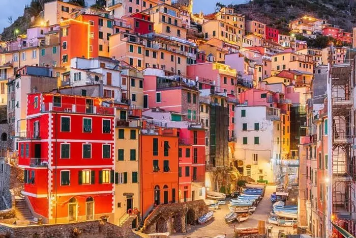 Framed Print : Riomaggiore, Italy at dusk. Riomaggiore is one of the five towns of Cinque Terre Framed Print : Riomaggiore, Italy at dusk. Riomaggiore is one of the five towns of Cinque Terre