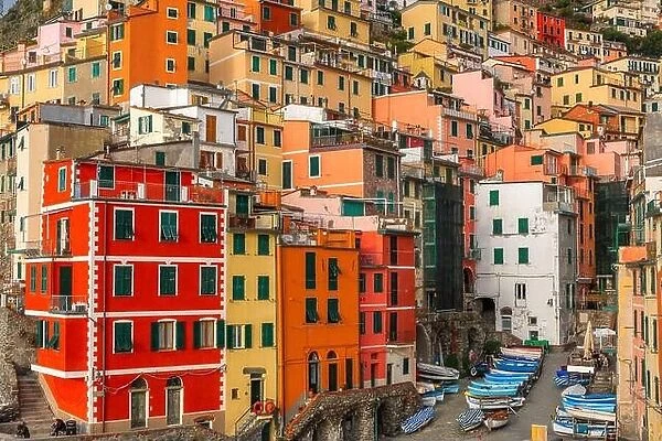 Riomaggiore, Italy townscape in the Cinque Terre Region