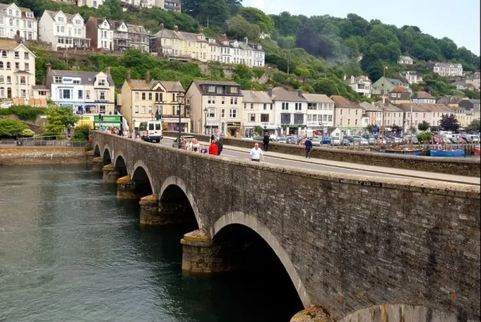 Framed Print : road bridge which joins looe and west looe cornwall england uk Framed Print : road bridge which joins looe and west looe cornwall england uk