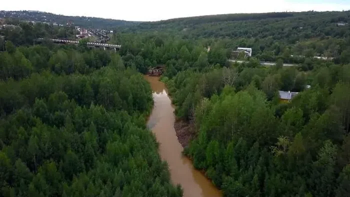 Framed Print : Road next to forest and river. Drone view Framed Print : Road next to forest and river. Drone view