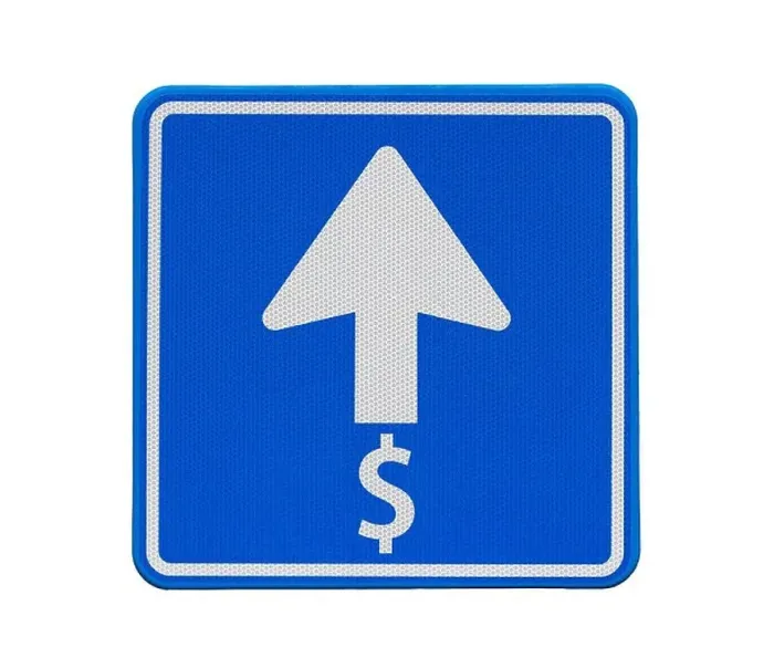 Framed Print : Road sign: the dollar is heading only one direction: up