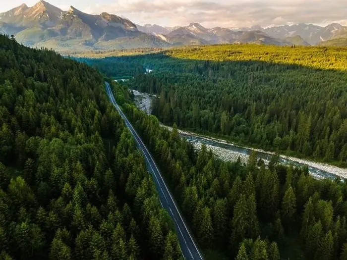 Framed Print : Road Trough Tatra Mountains and Forest in Jurgow Framed Print : Road Trough Tatra Mountains and Forest in Jurgow