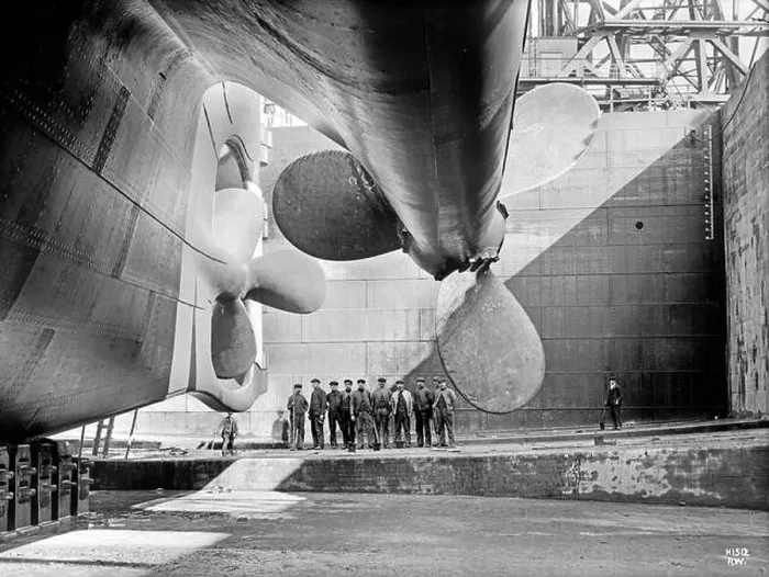 Framed Print : Robert Welch - Propellers of RMS Olympic in Drydock - Olympic Rudder before Launch - 1911 Framed Print : Robert Welch - Propellers of RMS Olympic in Drydock - Olympic Rudder before Launch - 1911