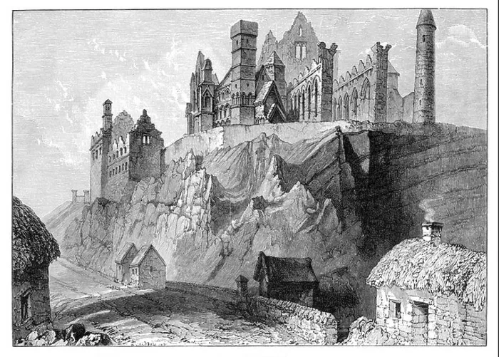 Framed Print : The Rock of Cashel, County Tipperary, Ireland after an engraving by William Henry Bartlett; 19th century; Framed Print : The Rock of Cashel, County Tipperary, Ireland after an engraving by William Henry Bartlett; 19th century;