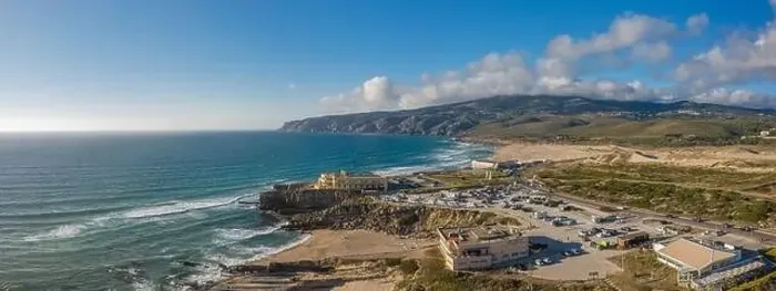 Framed Print : Rocky and sandy coastlines of Portugal ocean coast. Aerial view of Guincho beach Framed Print : Rocky and sandy coastlines of Portugal ocean coast. Aerial view of Guincho beach