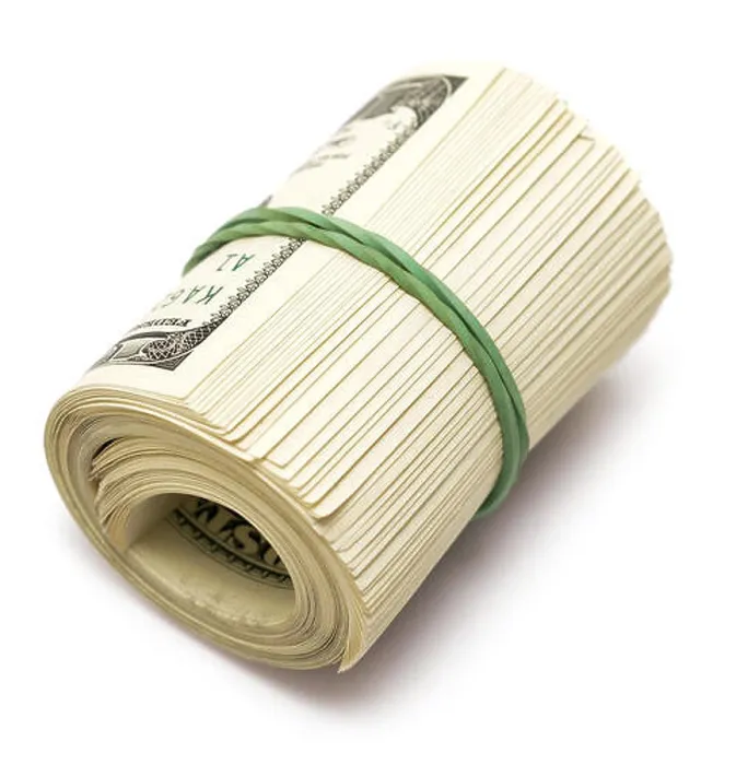 Framed Print : roll of dollars isolated on white background Framed Print : roll of dollars isolated on white background