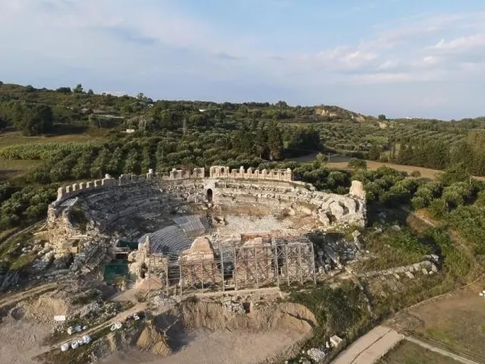 Framed Print : Roman Ancient Theatre of Nikopolis Preveza, Greece, aerial drone view Framed Print : Roman Ancient Theatre of Nikopolis Preveza, Greece, aerial drone view