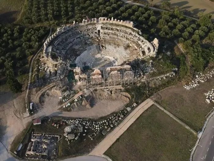Framed Print : Roman Ancient Theatre of Nikopolis Preveza, Greece, aerial drone view Framed Print : Roman Ancient Theatre of Nikopolis Preveza, Greece, aerial drone view