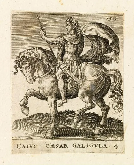 Framed Print : Roman Emperor Caligula on horseback, published in 12 Caesars on Horseback, circa 1565–87 Framed Print : Roman Emperor Caligula on horseback, published in 12 Caesars on Horseback, circa 1565–87