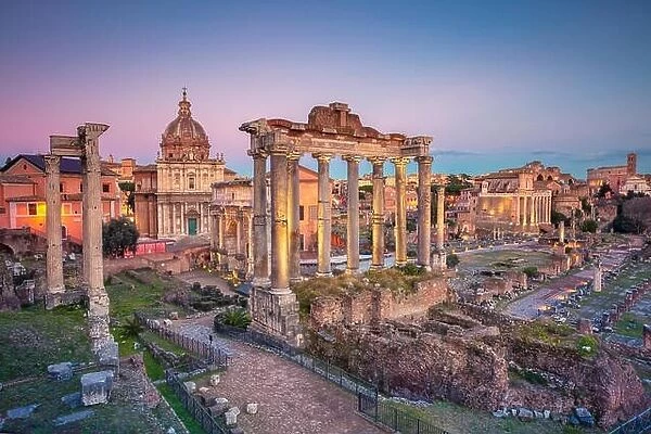Roman Forum, Rome. Cityscape image of famous ancient Roman Forum in Rome, Italy during sunset