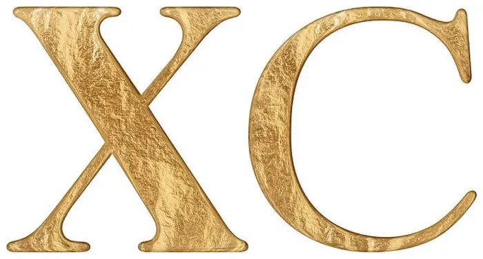 Framed Print : Roman numeral XC, nonaginta, 90, ninety, isolated on white background, 3d render Framed Print : Roman numeral XC, nonaginta, 90, ninety, isolated on white background, 3d render