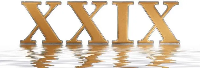 Framed Print : Roman numeral XXIX, novem et viginti, 29, twenty nine, reflected on the water surface, isolated on white, 3d render Framed Print : Roman numeral XXIX, novem et viginti, 29, twenty nine, reflected on the water surface, isolated on white, 3d render