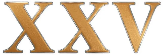 Framed Print : Roman numeral XXV, quinque et viginti, 25, twenty five, isolated on white background, 3d render Framed Print : Roman numeral XXV, quinque et viginti, 25, twenty five, isolated on white background, 3d render