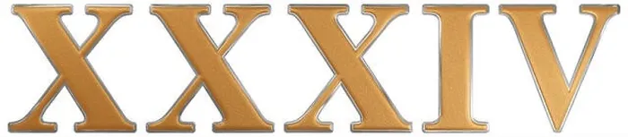 Framed Print : Roman numeral XXXIV, quattuor et triginta, 34, thirty four, isolated on white background, 3d render Framed Print : Roman numeral XXXIV, quattuor et triginta, 34, thirty four, isolated on white background, 3d render