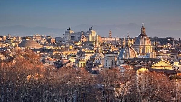 Rome. Aerial cityscape image of Rome, Italy during winter sunset