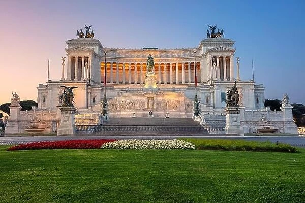 Rome. Cityscape image of the Monument of Victor Emmanuel II, Venezia Square, in Rome, Italy during sunrise
