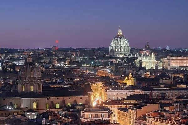 Rome, Italy Cityscape from above at night