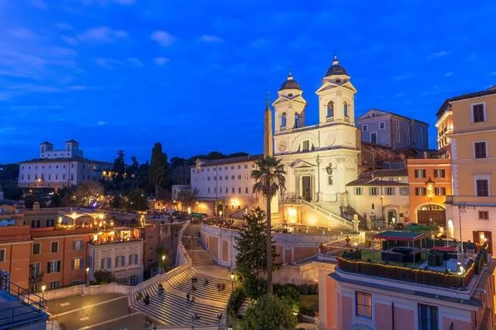 Framed Print : Rome, Italy overlooking the Spanish Steps at night Framed Print : Rome, Italy overlooking the Spanish Steps at night
