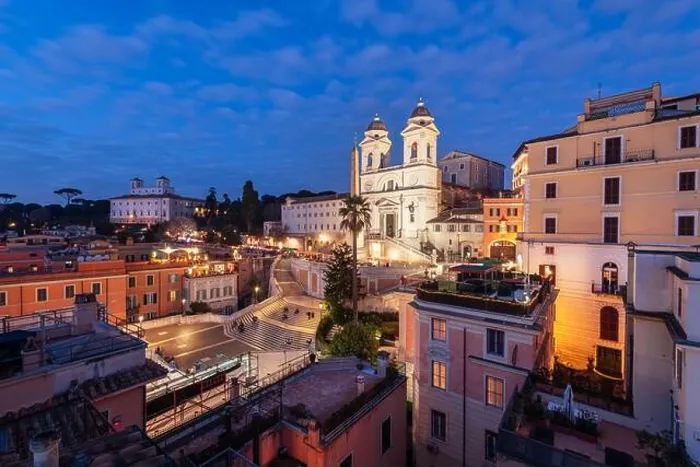 Framed Print : Rome, Italy overlooking the Spanish Steps at night Framed Print : Rome, Italy overlooking the Spanish Steps at night