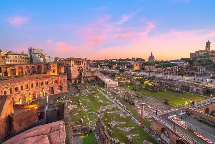 Framed Print : Rome, Italy overlooking Trajan's Forum at dusk Framed Print : Rome, Italy overlooking Trajan's Forum at dusk