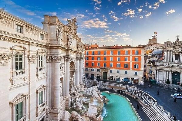 Rome, Italy overlooking Trevi Fountain in the morning