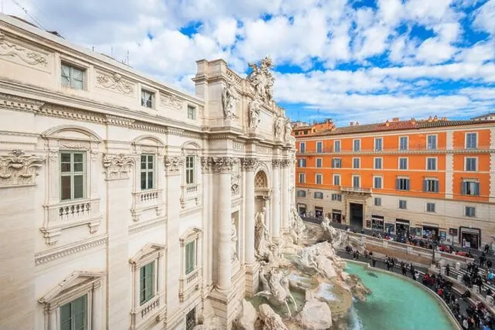 Framed Print : Rome, Italy overlooking Trevi Fountain in the morning Framed Print : Rome, Italy overlooking Trevi Fountain in the morning