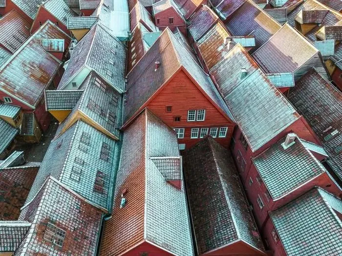 Framed Print : Roofs Covered with Snow. Aerial View Framed Print : Roofs Covered with Snow. Aerial View