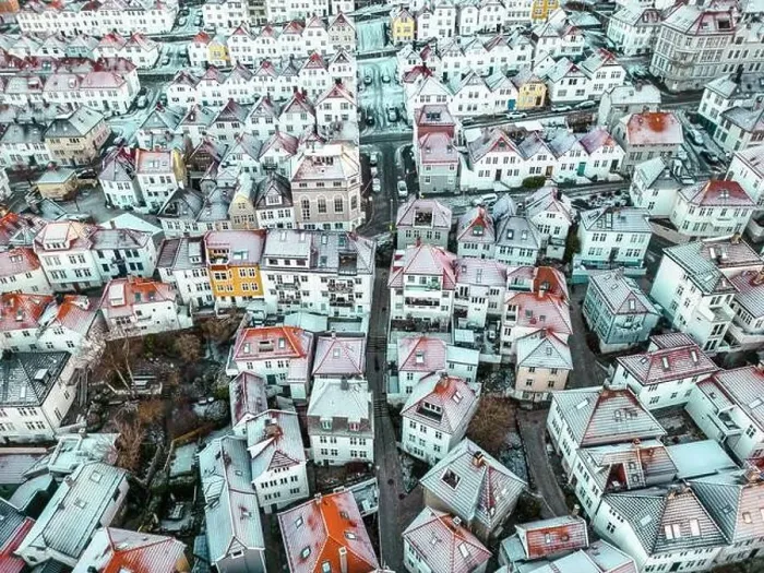 Framed Print : Roofs Covered with Snow. Aerial View Framed Print : Roofs Covered with Snow. Aerial View