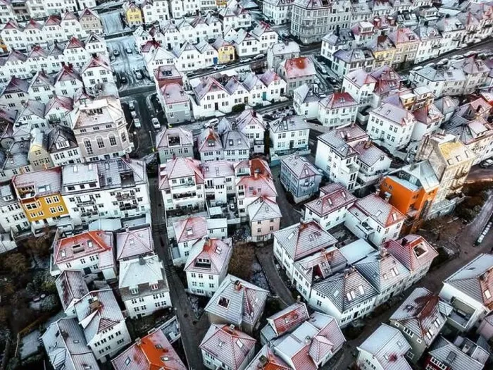 Framed Print : Roofs Covered with Snow. Aerial View Framed Print : Roofs Covered with Snow. Aerial View