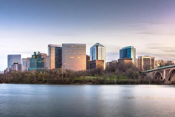 Framed Print : Rosslyn, Arlington, Virginia, USA skyline on the Potomac River